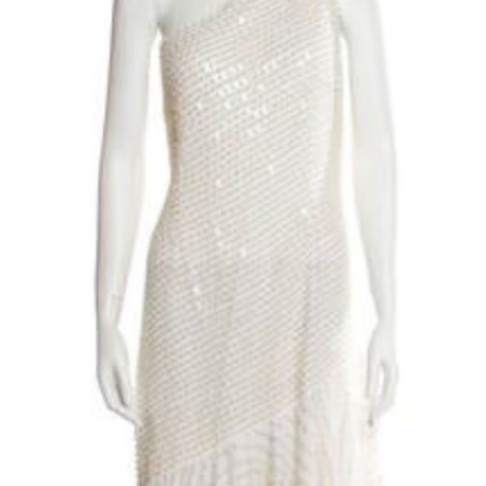 Mac Duggal One Shoulder Pearl Asymmetrical Prom Wedding Dress 10 - Picture 7 of 16